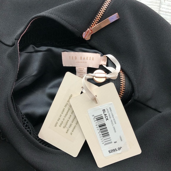 Ted Baker Livsia Lace Panel Pencil Black Dress - Picture 6 of 13